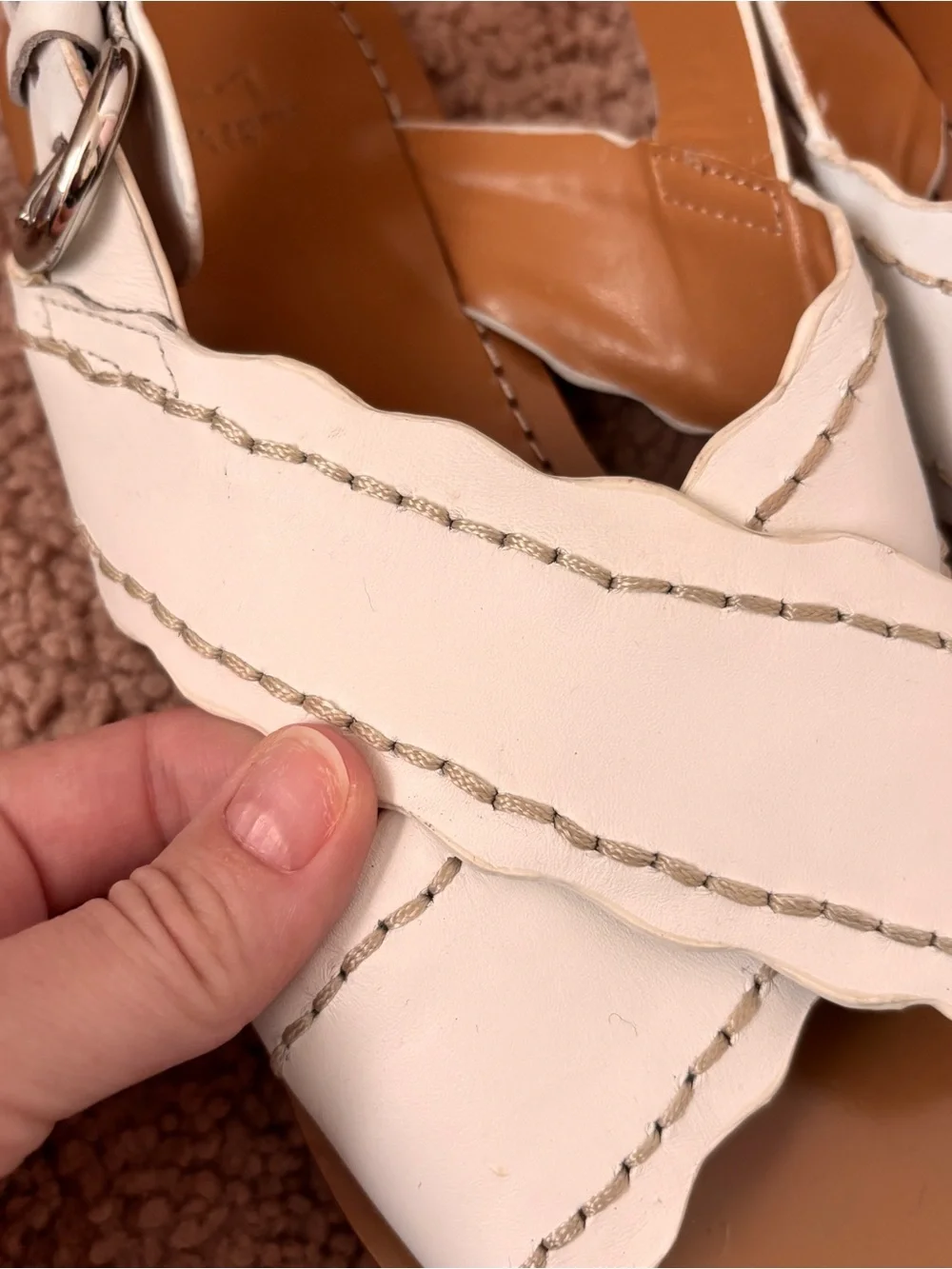 Marc Fisher Renny Women’s White Leather Crisscross Slingback Sandals